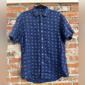 Polo Ralph Lauren Linen Navy Blue Sports Men's Shirt Size M